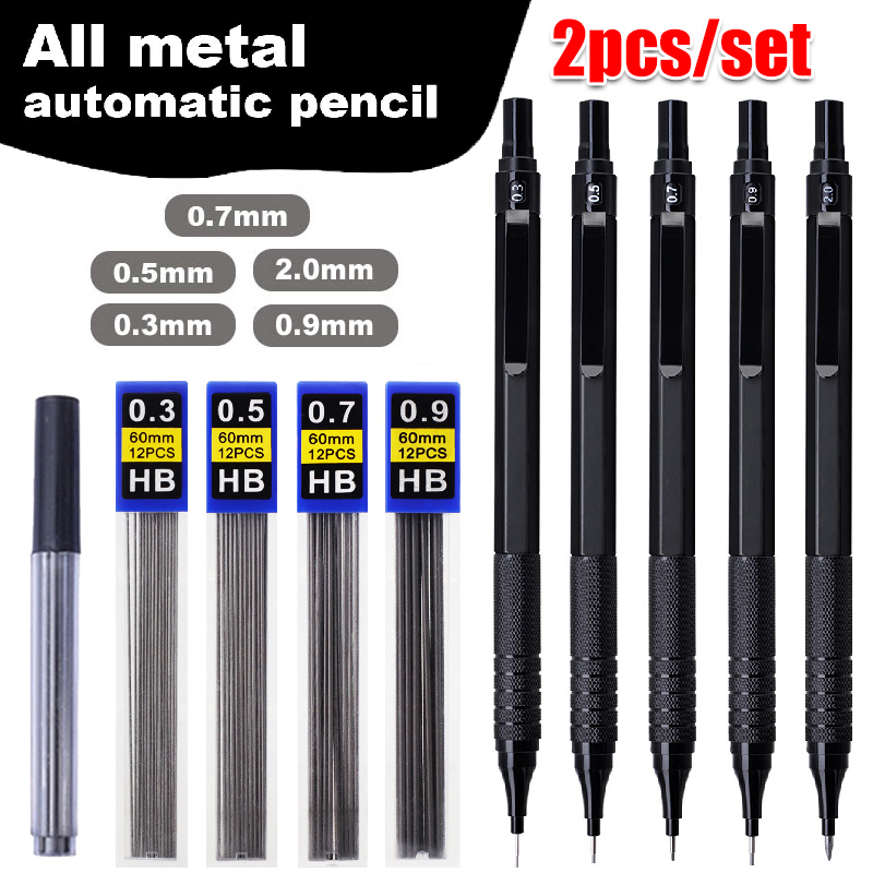 Mechanical Pencil 0.3 - Zwarte metalen mechanische potloodset met laag